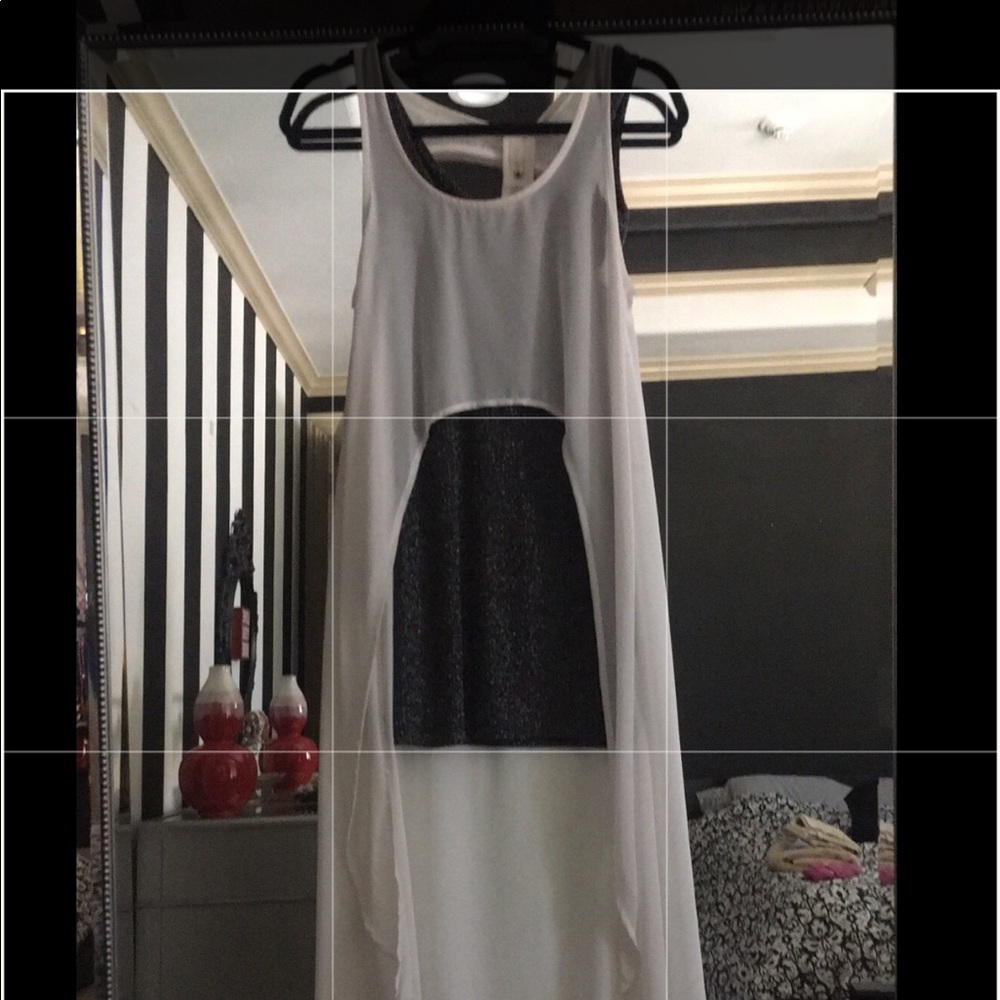 Mink Pink white sheer dress with black dress under